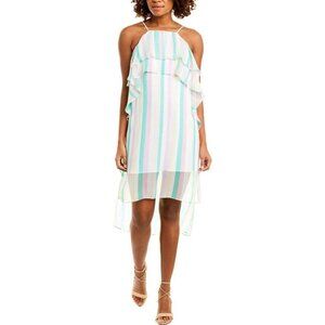 💠BCBGENERATION Tiered Ruffle Dress Womens Size Small Multi Striped Sleeveless